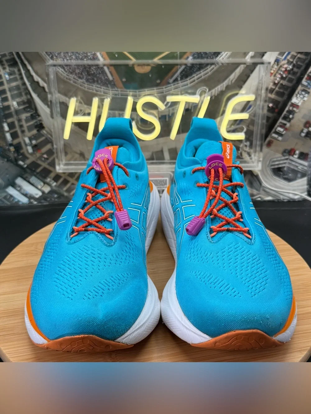 ASICS Gel Nimbus 25 ‘Island Blue Sun Peach‘ Men’s Sz 9.5 (Extra Wide)
